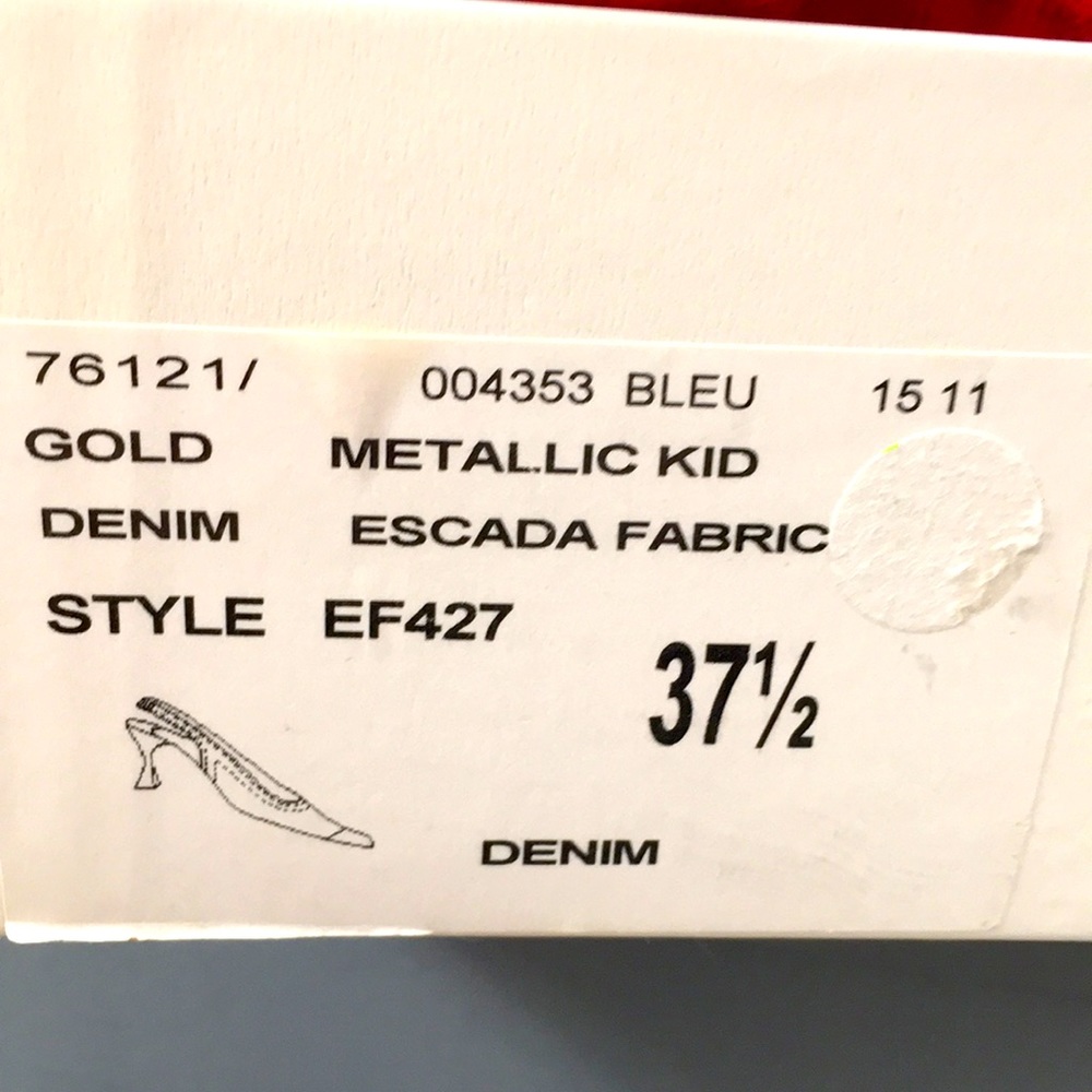 NWB ESCADA Denim Gold Heels Wowsa!!! - Picture 12 of 15